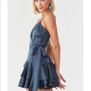 Satin Tiered Flounce Mini Dress 